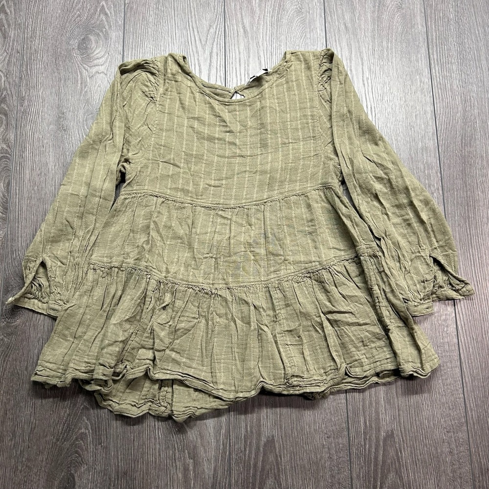 American Eagle Women Olive Green Tiered Babydoll Top Open Back XS